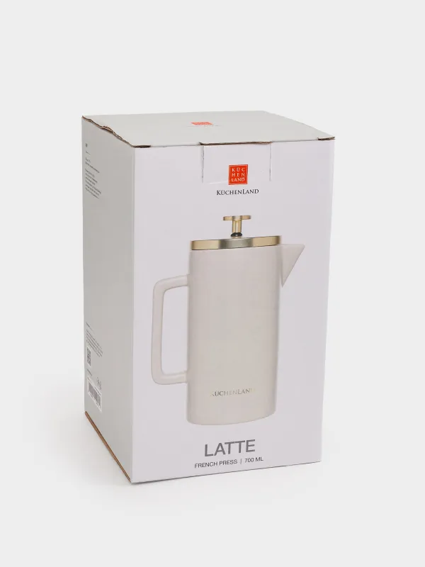 Френч-пресс, 700 мл, керамика/сталь, бежево-золотистый, Latte, image-6