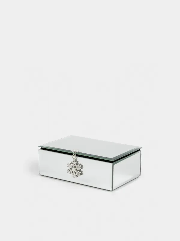 Шкатулка для украшений, 15x10 см, стекло, зеркальная, Снежинка, Glossy, image-0