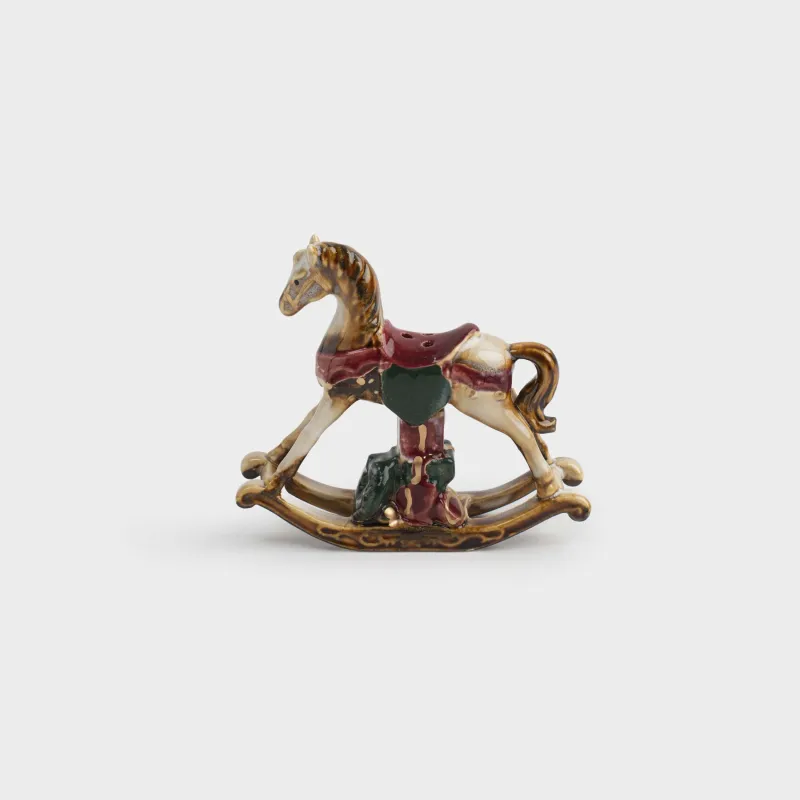 Емкость для соли или перца, 9 см, керамика, Лошадка-качалка с подарками, Christmas miracle classic