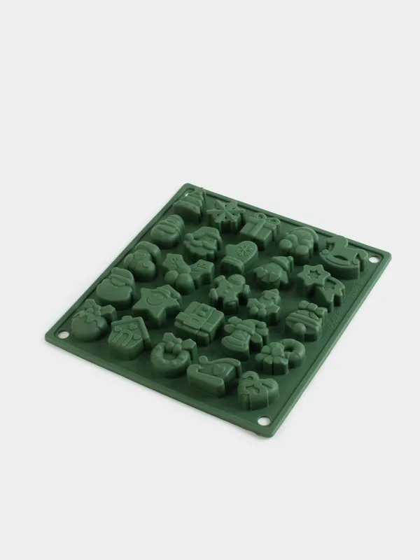 Форма для льда и шоколада, 19х18 см, 25 отд, силикон, зеленая, Атрибуты праздника, Bakery color, image-1