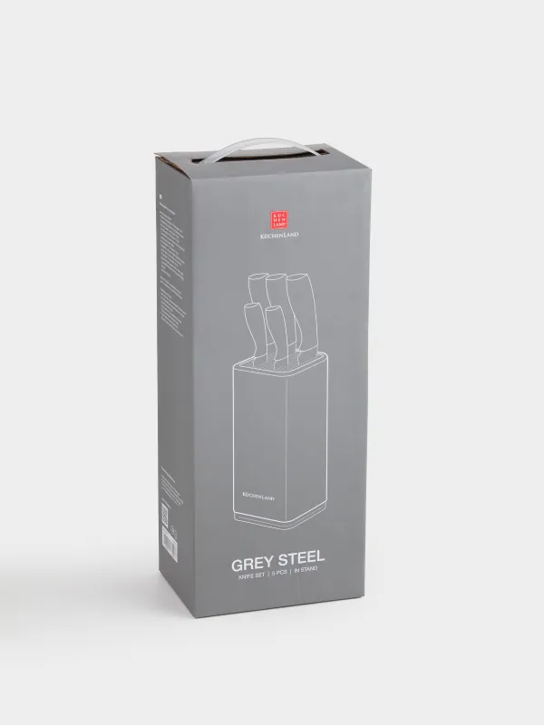 Набор ножей, 5 предметов, в подставке, Grey steel, image-6