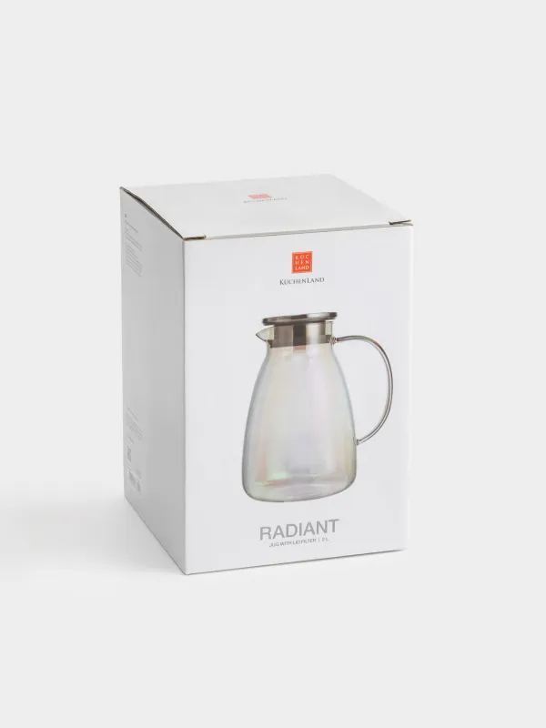 Кувшин, 2 л, с крышкой-фильтром, стекло Б/сталь, перламутр, Floyd polar, image-5