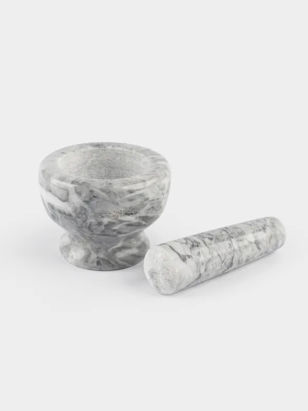 Ступка для специй, 8 см, с пестиком, мрамор, серая, Marble, image-1