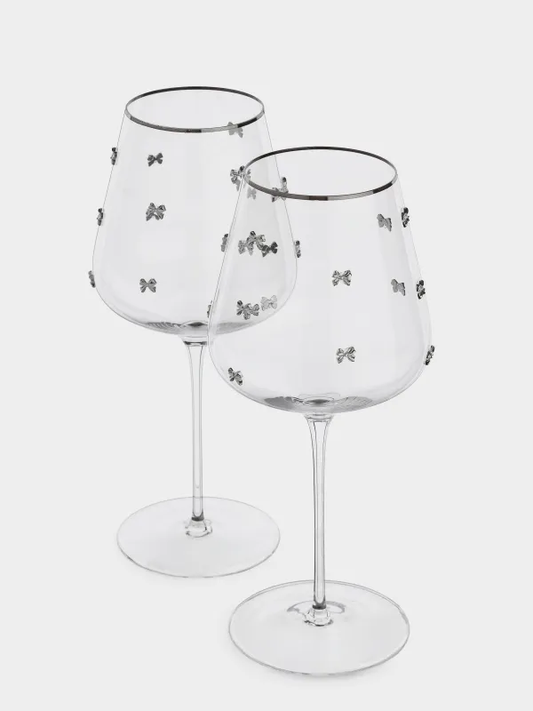 Бокал для красного вина, 650 мл, 2 шт, кристальное стекло, с серебристым кантом, Ferentino decor, image-3