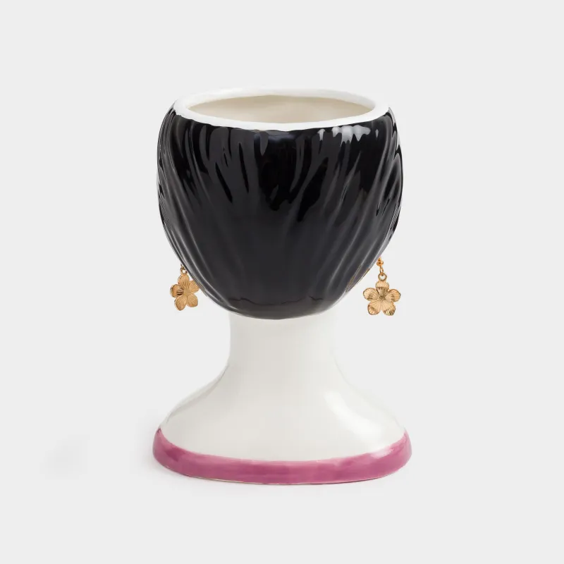 Подставка для косметических кистей, 14 см, керамика, Девушка в сережках, Girls, image-2