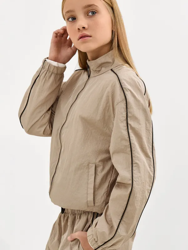 Брюки детские, р. 122 см, для девочек, полиамид/полиэстер, бежевые, Alba, image-1