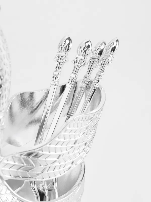 Ложка десертная, 12 см, 4 шт, в подставке, сталь, Лебедь, Swan, image-4