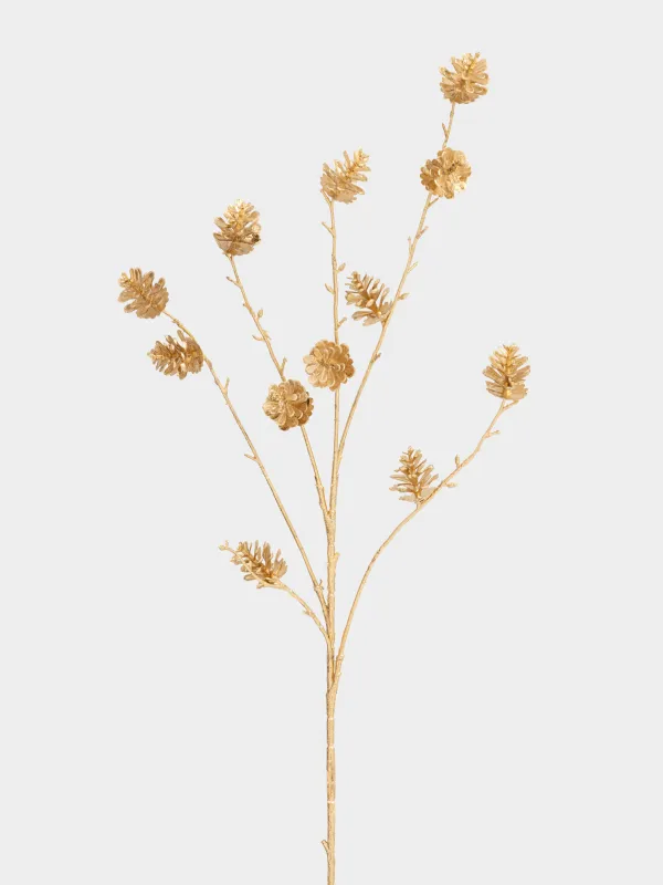 Ветка декоративная, 90 см, пластик, Золотистые шишки, Conifer delice, image-1