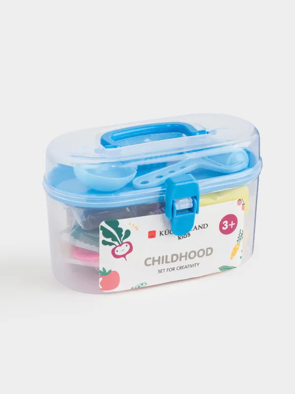 Набор для творчества, 20 пр, пластилин, с формочкой и валиком, синий, Овощи, Childhood, image-0