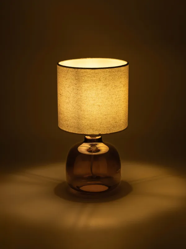 Светильник настольный, 33 см, стекло/лен, коричневый, Колба в кракелюре, Impulses light, image-6