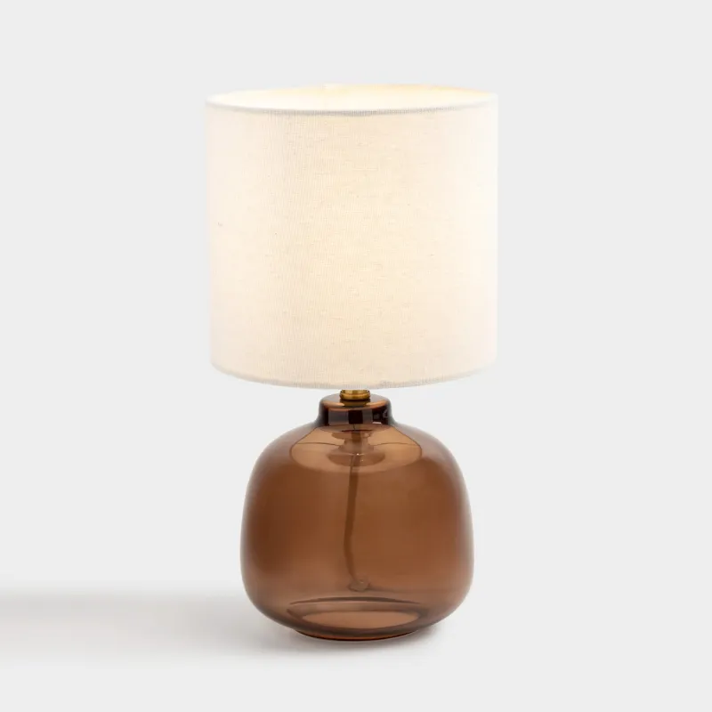 Светильник настольный, 33 см, стекло/лен, коричневый, Колба в кракелюре, Impulses light