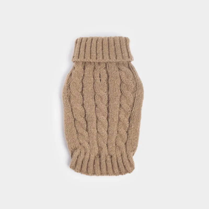 Свитер для животных, 25 см, р. XS, полиэстер, коричневый, Косички, Fashion pet