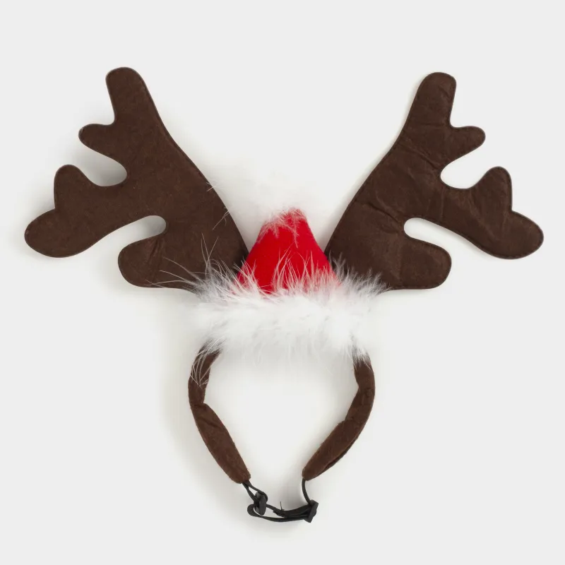 Ободок карнавальный для собак, 32х28 см, полиэстер, коричневый, Оленьи рожки, Christmas pet, image-0