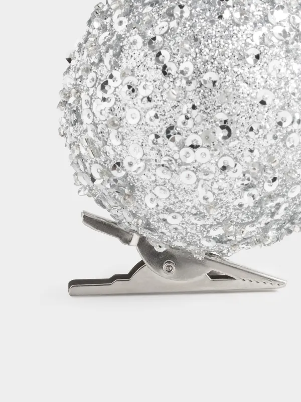 Украшение декоративное, 6 см, на клипсе, Шар в пайетках, Ball sparkle, image-1