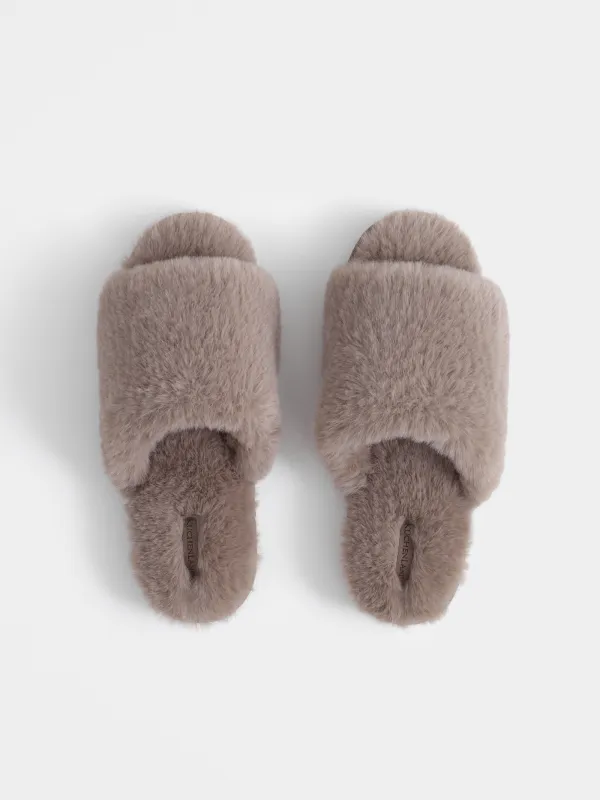 Тапочки домашние, коричневые, Tape, image-1