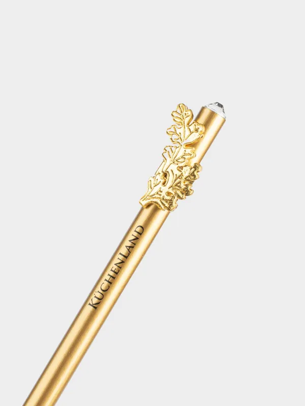 Карандаш, 18 см, чернографитный, с фигуркой, золотистый, Золотистые листья, Draw figure, image-2