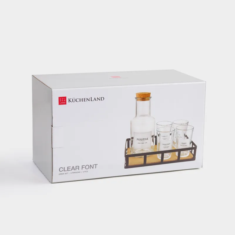 Набор для напитков, 4 перс, 5 пр, на подставке, стекло/металл, Clear font, image-4