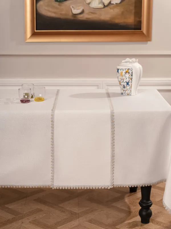 Дорожка настольная, 40х160 см, полиэстер, белая, Цветочное кружево, Flower lace, image-7