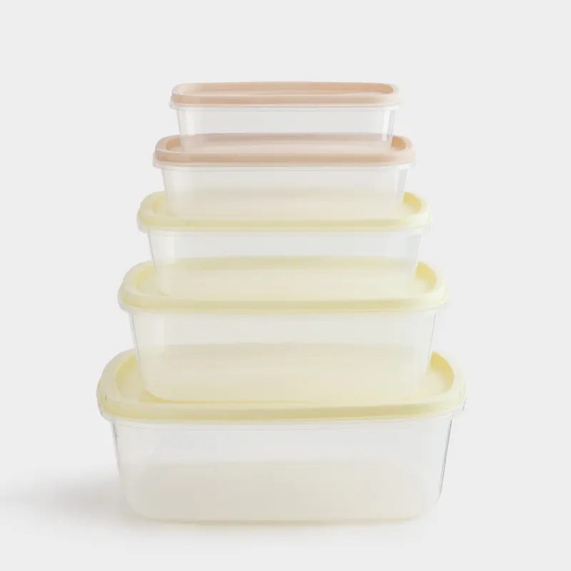 Набор контейнеров, 5 шт, пластик, прямоугольный, молочный/серо-коричневый, Rista