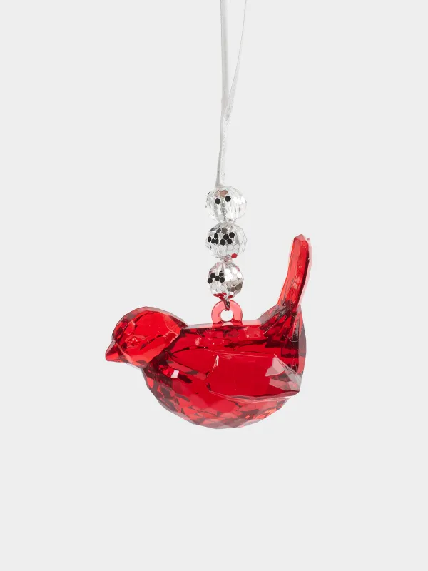 Игрушка елочная, 6 см, акрил, красная, Птица, Figure crystal, image-0