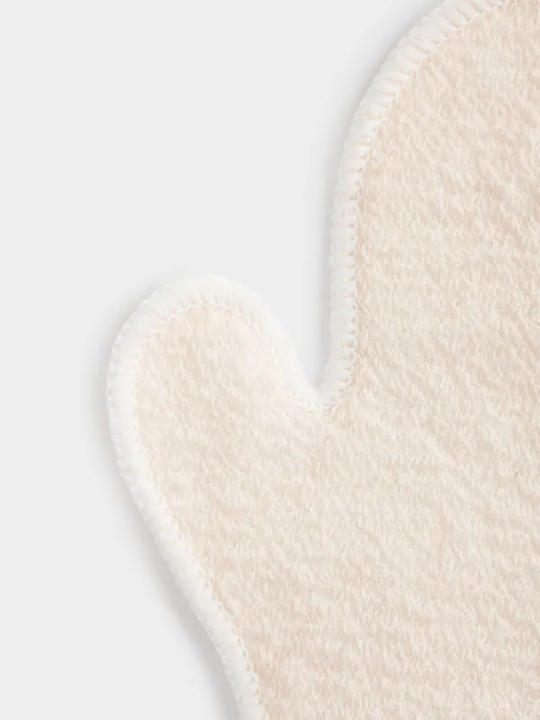 Мочалка-варежка для мытья тела, 20х16 см, нейлон/хлопок, бежевая, Unique spa, image-1