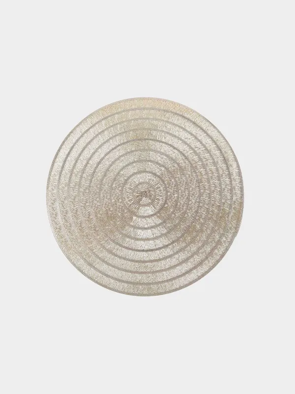 Салфетка под приборы, 38 см, ПВХ, круглая, золотистая, Кольца, Azhur, image-0