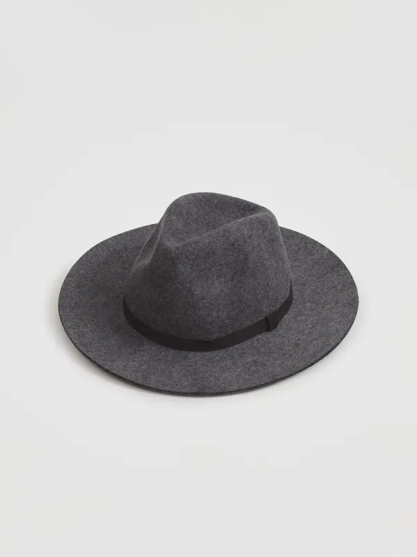 Шляпа, 57 см, единый размер, демисезонная, с широкими полями, шерсть, серая, Hats, image-1