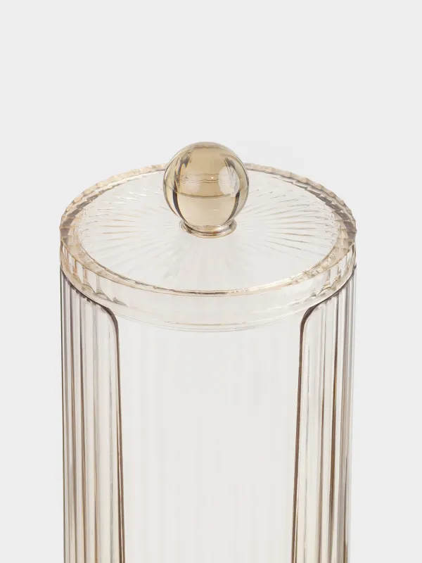 Контейнер для ватных дисков, 7x20 см, с крышкой, пластик, янтарный, Ribby color, image-2