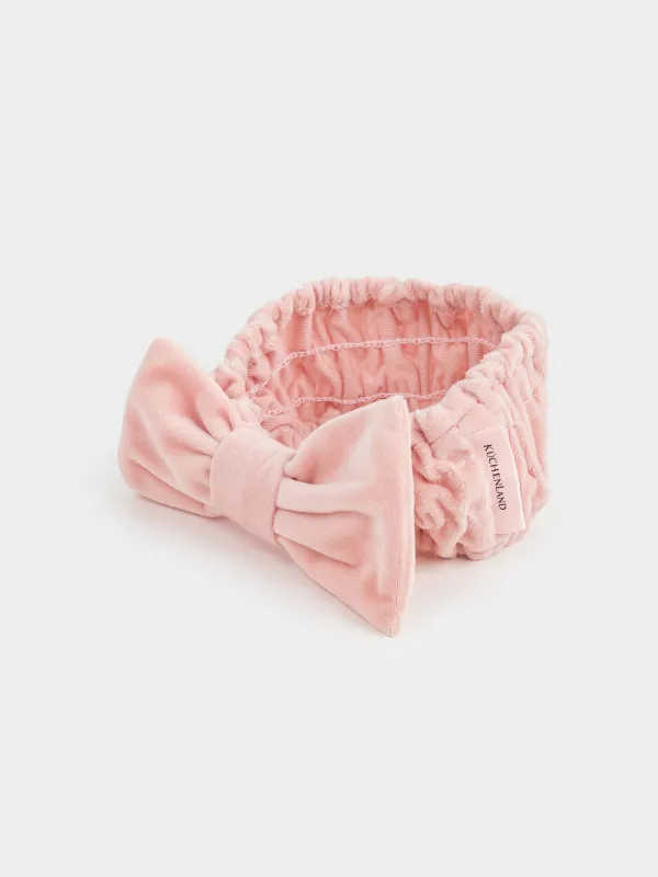Повязка для волос, 19х7 см, полиэстер, пудровая, Бант, Glamor, image-1