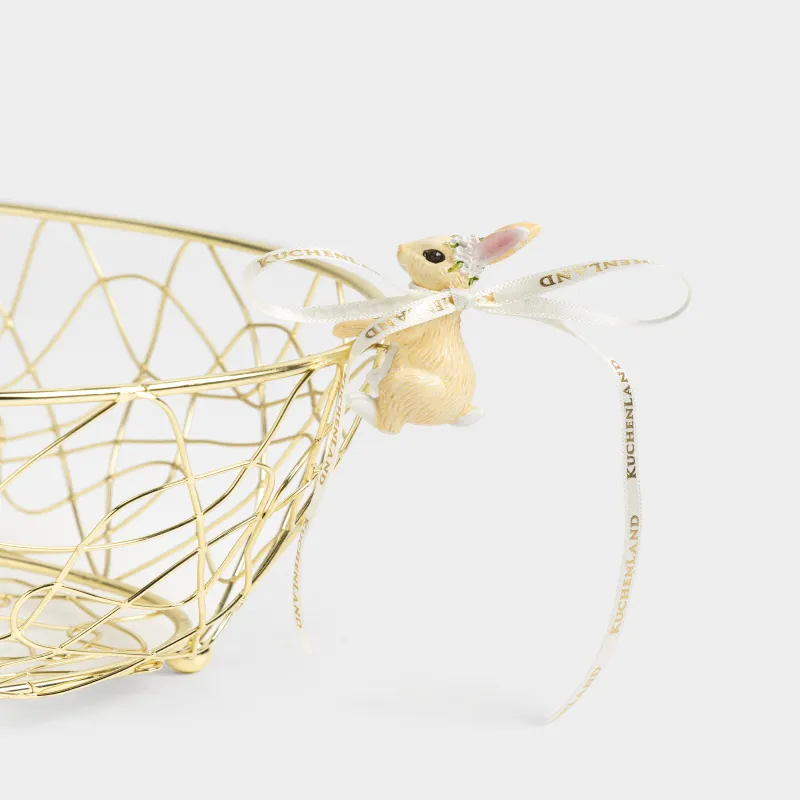 Корзина для фруктов, 25х18 см, металл/полирезин, золотистая, Кролик, Twist gold, image-2