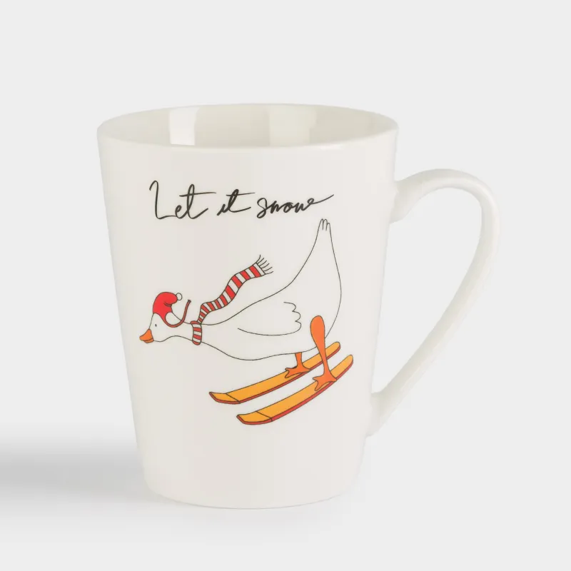 Кружка, 420 мл, фарфор N, белая, Гуси, Goose christmas