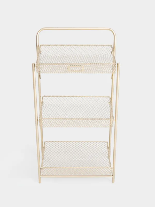Этажерка, 3-х ярусная, 42х27х82 см, металл, золотистая, Compact gold , image-5