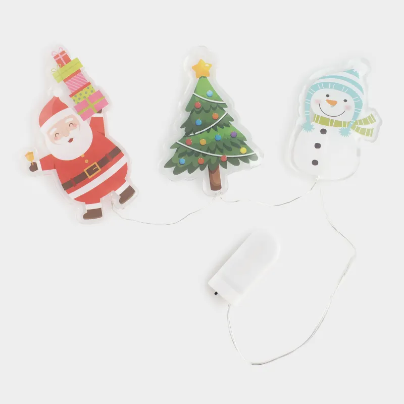 Набор наклеек, 14х25 см, 3 шт, с подсветкой, многоразовые, термопластик, Елка, Christmas decal