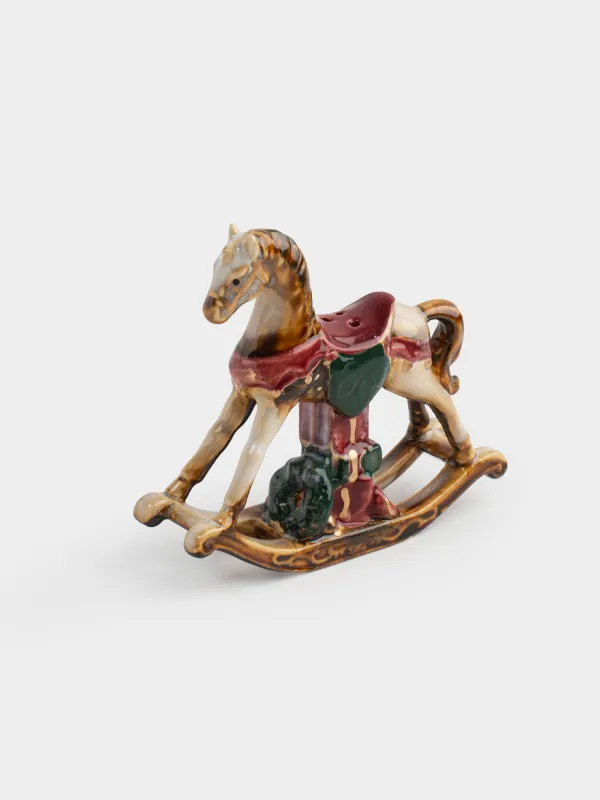 Емкость для соли или перца, 9 см, керамика, Лошадка-качалка с подарками, Christmas miracle classic, image-1