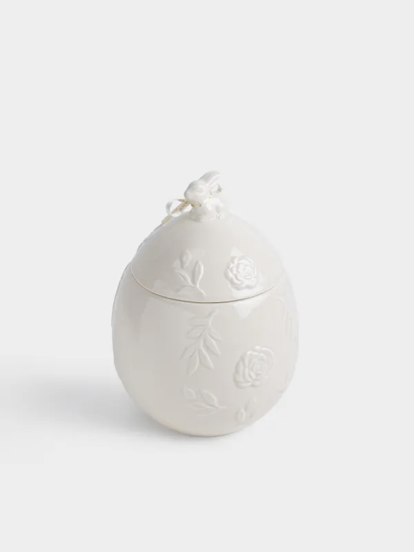 Емкость для хранения, 14х20 см, 1,2 л, керамика D, молочная, Кролик с цветами, Rabbit pattern, image-3