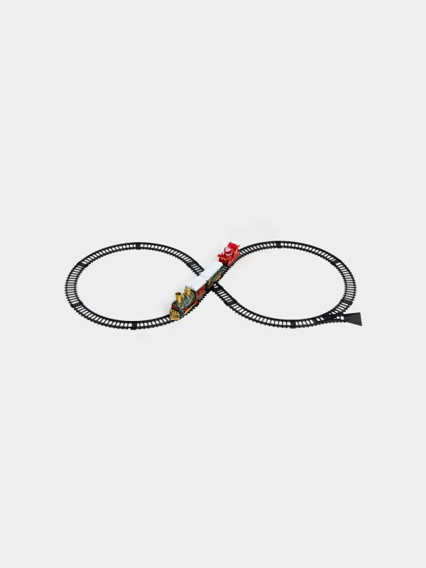 Железная дорога игрушечная, S, музыкальная, с подсветкой, пластик, Санта на санях, Game rail, image-1