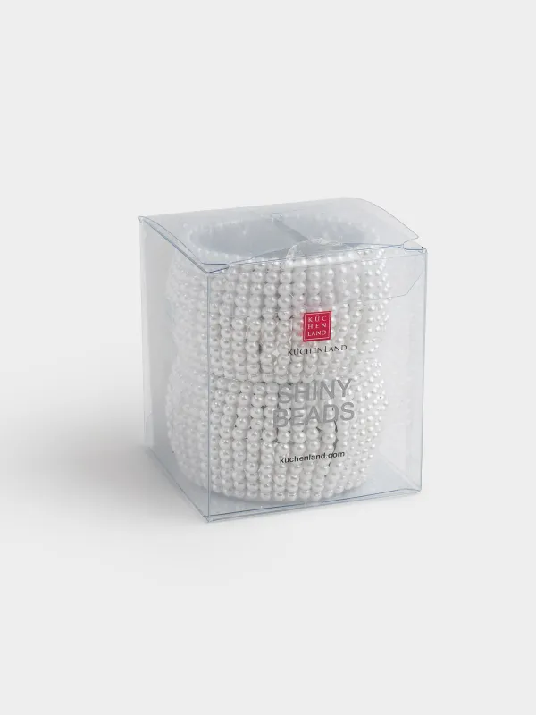 Кольцо для салфеток, 5 см, 2 шт, бисер, круглое, белое, Shiny beads, image-4