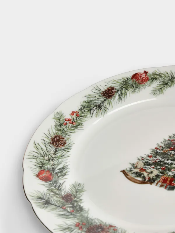 Тарелка обеденная, 27 см, Елка с лошадкой, Christmas miracle classic, image-3
