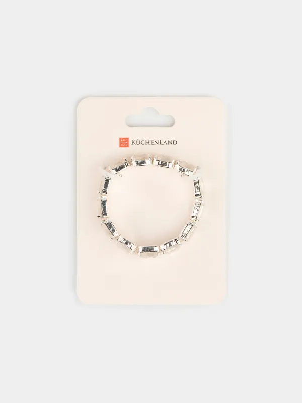 Браслет, 18 см, стекло/металл, серебристый, Кристаллы, Jewelry crystal, image-3