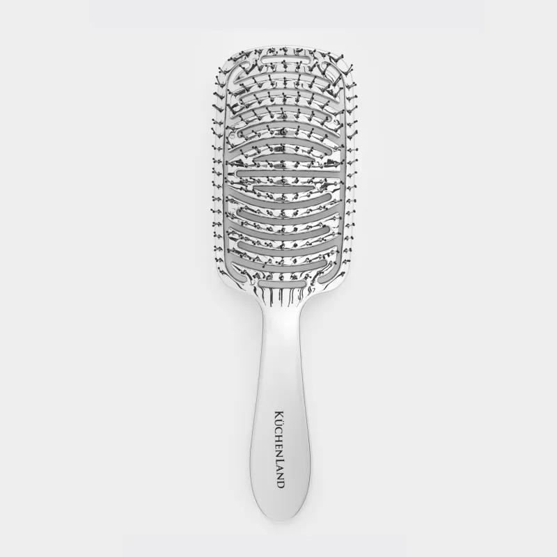 Расческа массажная для волос, 22 см, пластик, серебристая, Wave