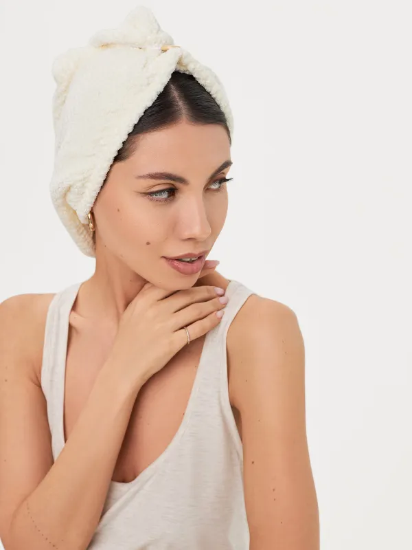 Полотенце-тюрбан для волос, 62х24 см, микроволокно, молочное, Fiber spa, image-3