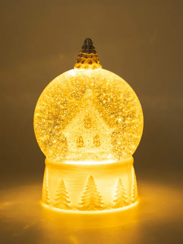 Снежный фонарь, 18 см, с подсветкой, пластик, белый, Дом, White style, image-5