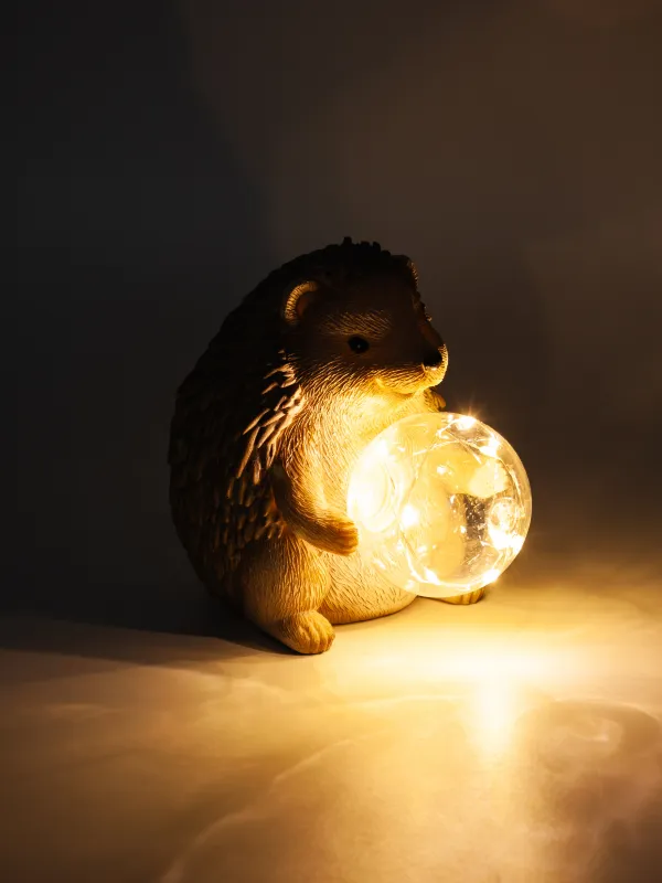 Статуэтка с подсветкой, 13 см, полирезин/стекло, серо-коричневая, Еж, Hedgehog, image-6