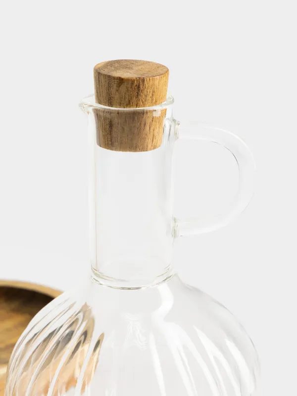 Набор для масла и уксуса, 300 мл, 2 шт, на подставке, стекло/дерево, Noble tree, image-3