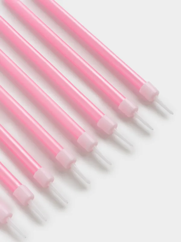 Свеча для торта, 10 см, 12 шт, тонкая, розовая, Birthday party, image-4