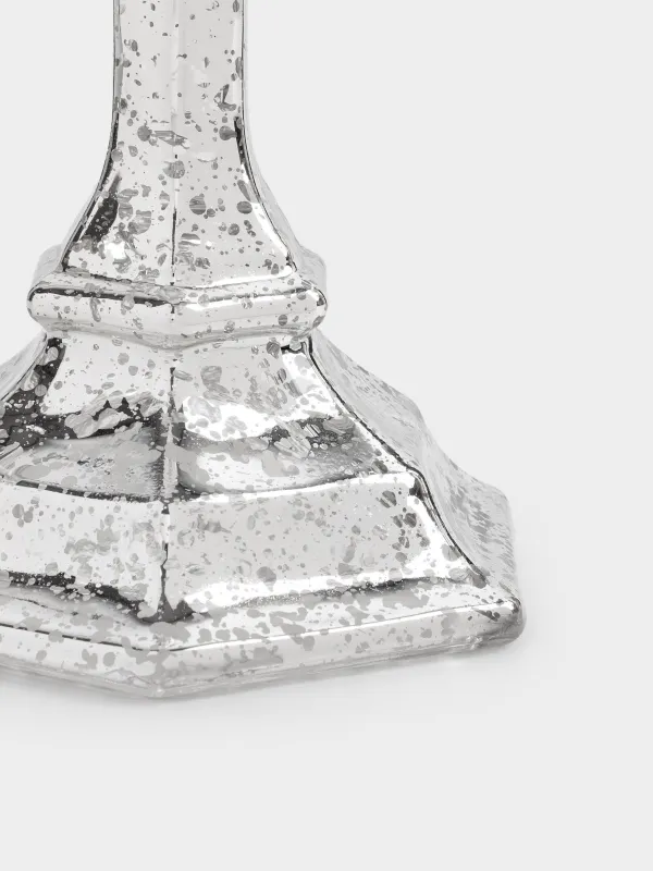 Подсвечник, 14 см, для тонкой свечи, на ножке, стекло, серебристый, Patina, image-2