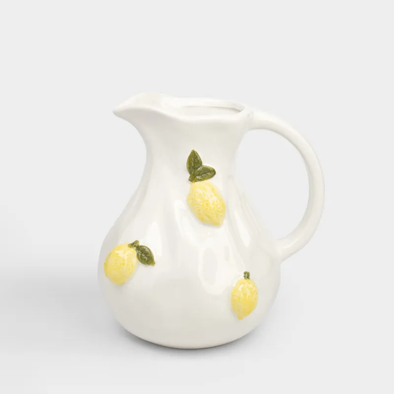 Кувшин, 1,7 л, керамика D, молочный, Лимоны, Sicily