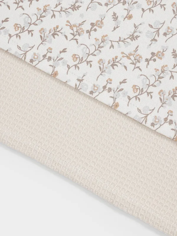 Полотенце кухонное, 40х60 см, 2 шт, хлопок, молочное/бежевое, Винтажные цветы, La flore, image-2