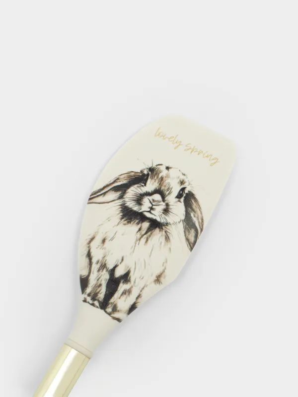Лопатка-шпатель, 31 см, силикон/сталь, молочно-золотистая, Кролик, Natural Easter, image-1