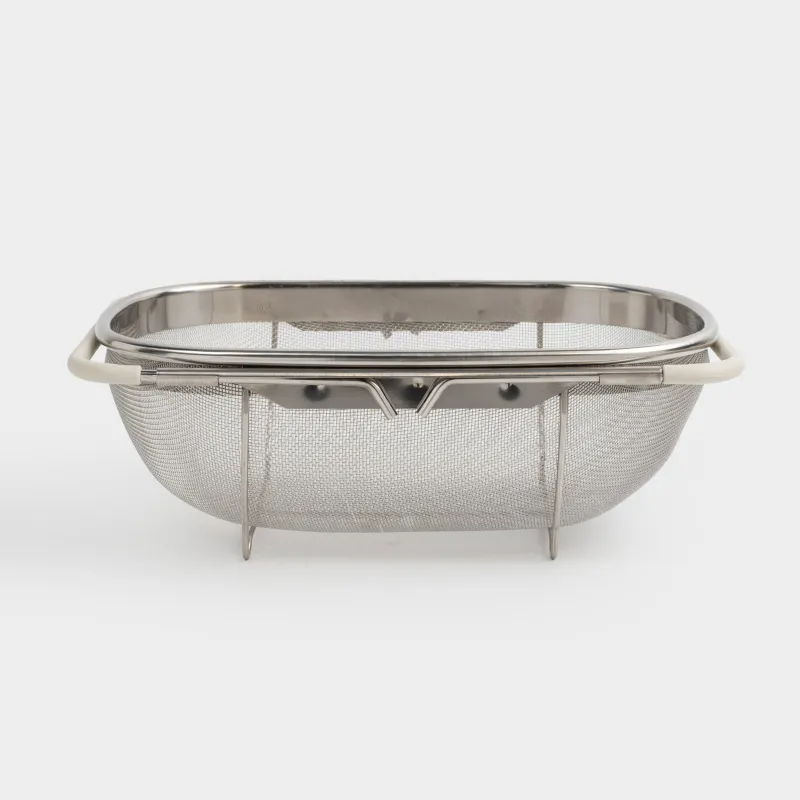 Дуршлаг, 27/40х18 см, на раковину, раздвижной, сталь/ПВХ, бежевый, Tammy